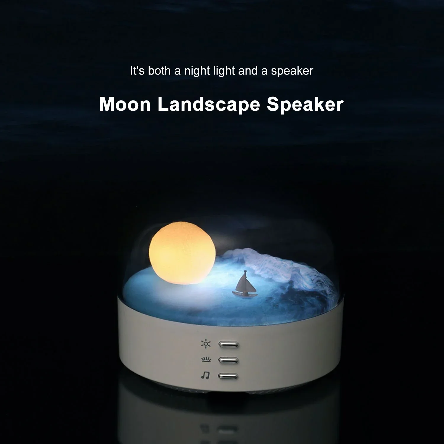 3D Mysterious Moon LED Night Light Speaker - Image 3