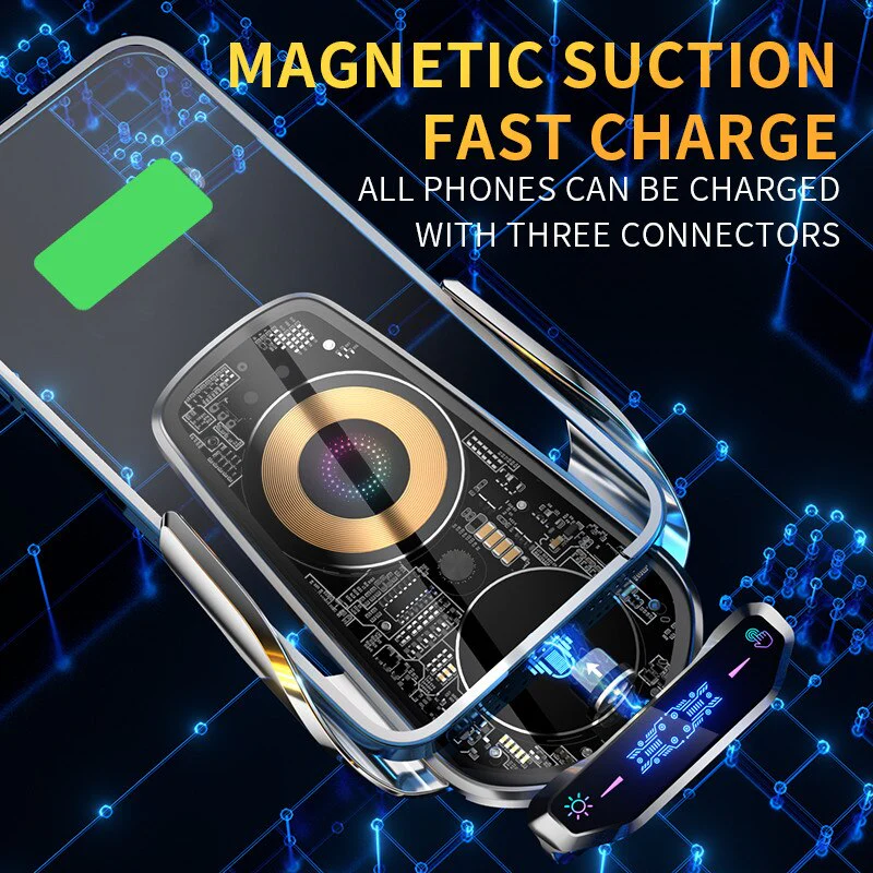 Automatic Magnetic Wireless Charging Car Phone Holder - Image 3