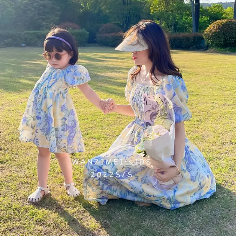 Summer Floral Chiffon Mother Daughter Dress Set - Image 2