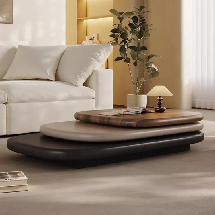 Modern Italian Rotating Oval Wood Coffee Table - Image 2