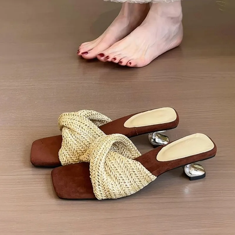 Breeze Mule Knit Square Toe Heeled Sandals