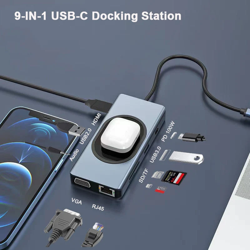 USB Type C Adapter For MacBook Pro with Wireless Charger - Image 2