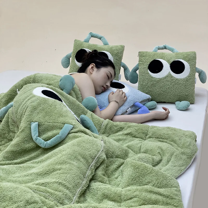 Cute Monster Portable Soft Throw Pillow Blanket - Image 2