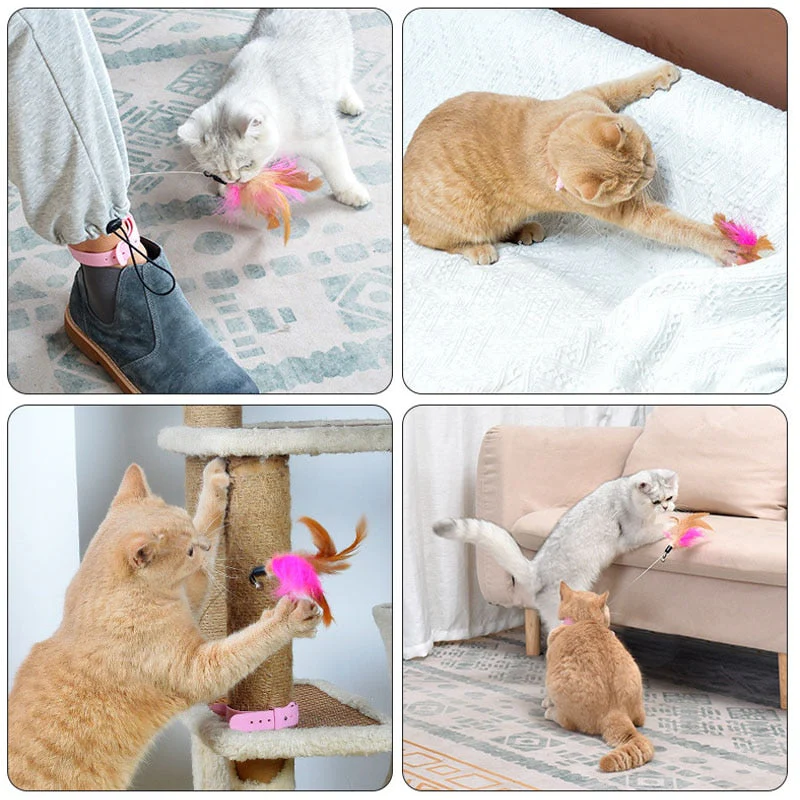 Fluffy Feather Interactive Cat Collar Toy - Image 3