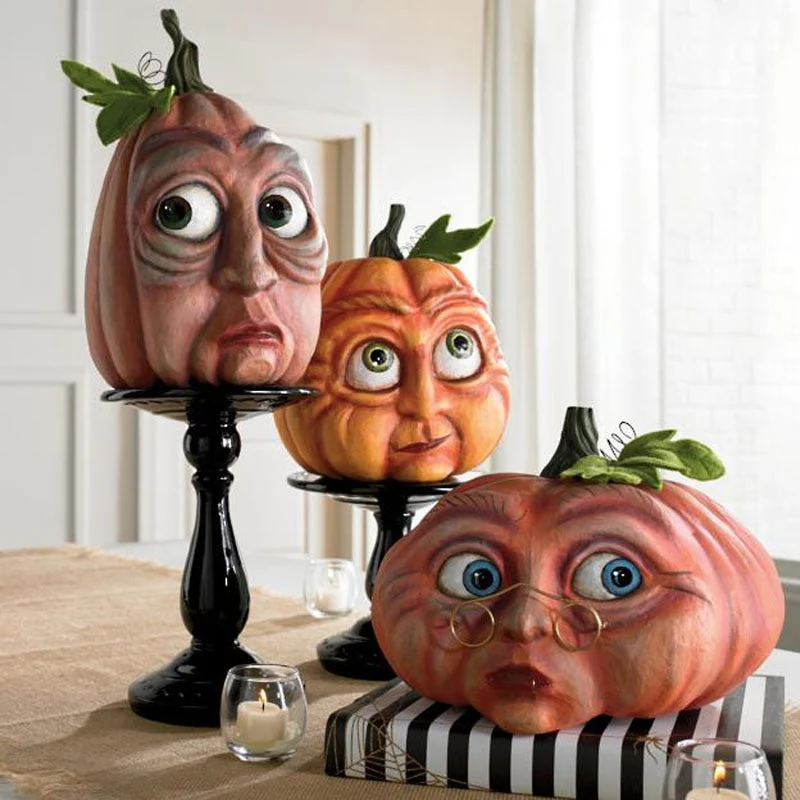 Expressive Pumpkin Faces Halloween Decoration - Image 2