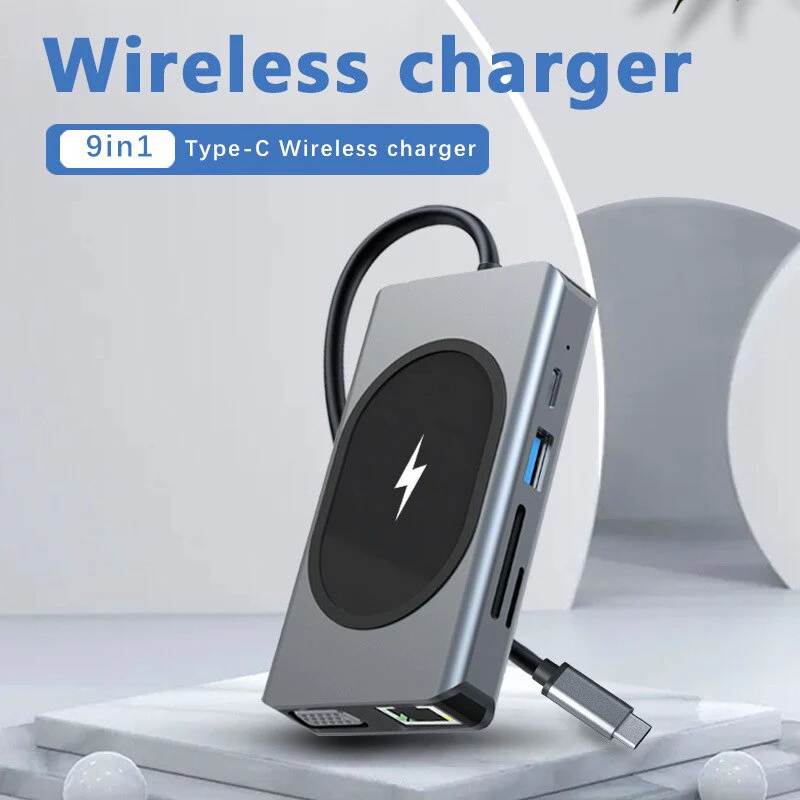 USB Type C Adapter For MacBook Pro with Wireless Charger - Image 3