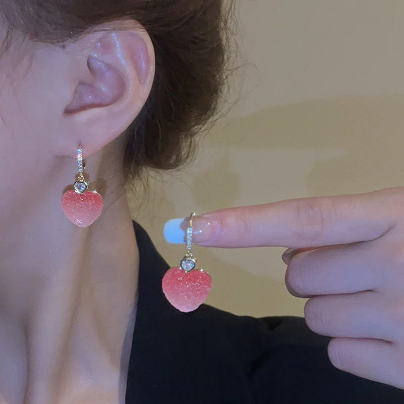 Cherry Lover Zircon Korean Style Earrings - Image 3