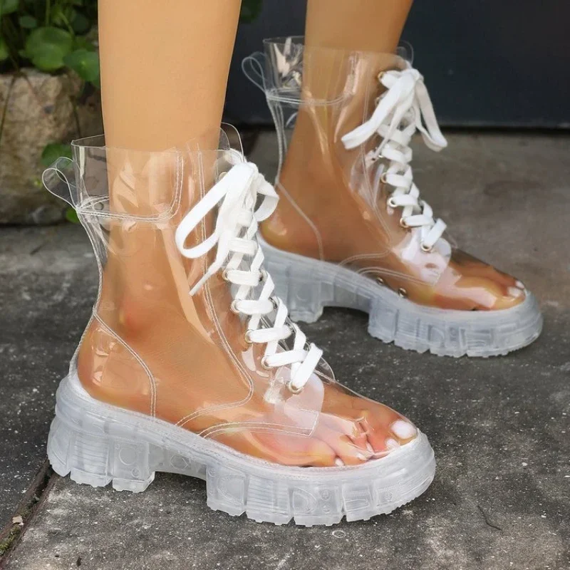 Crystal Clear Platform Rain Boots - Image 1