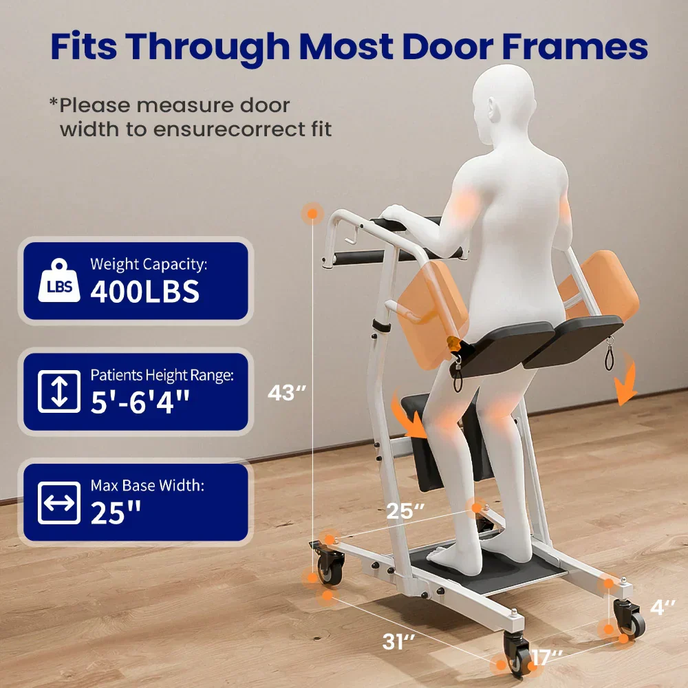 Ergonomic Patient Lift Assist Transfer Wheelchair - Image 2
