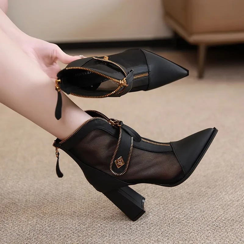 Heel Breeze Stylish Mesh Ankle Women Boots - Image 3