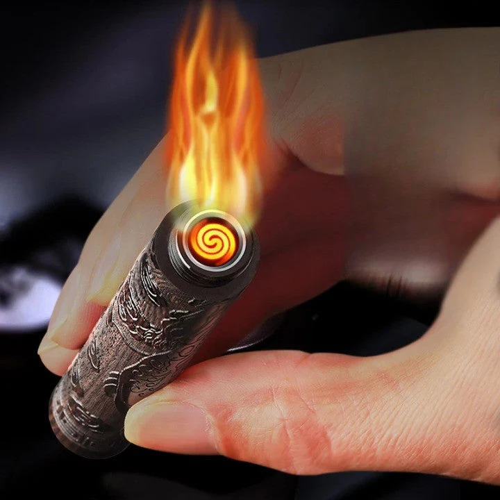 Ultra Thin Rechargeable Vintage Windproof Wooden Lighter - Image 1
