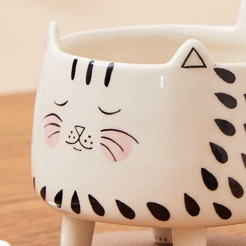 Happy Cat Long Legs Ceramic Mug - Image 3