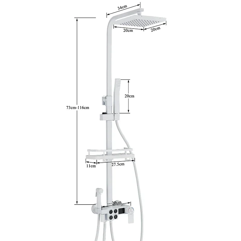 Thermostatic Digital Display Stylish Pressure Shower Set - Image 3