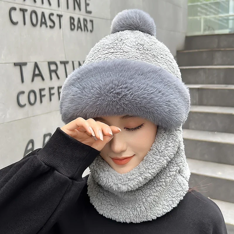 Warm Winter Fluffy Thick Hat Scarf - Image 2