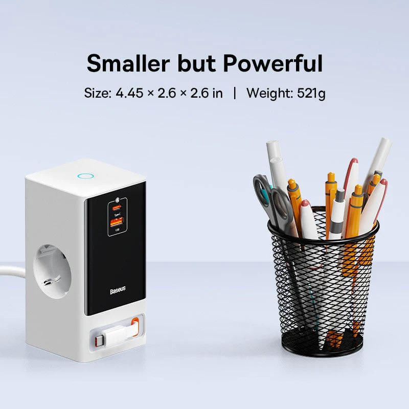 Retractable Cable Fast Charging Digital Power Strip - Image 2