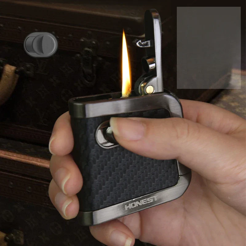 Retro Thin One Click Pop Up Windproof Kerosene Lighter - Image 3