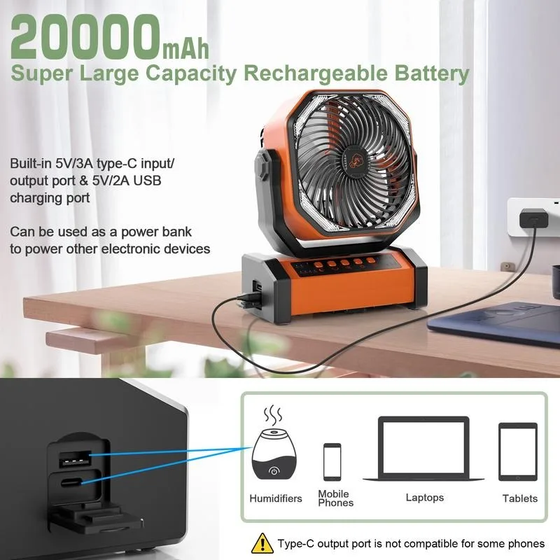 Camping Power Bank Remote Control Desk Fan - Image 2
