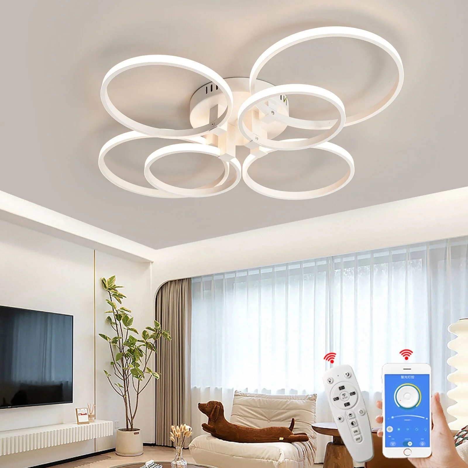 Modern Art Shapes Smart Home LED Chandelier - Image 3
