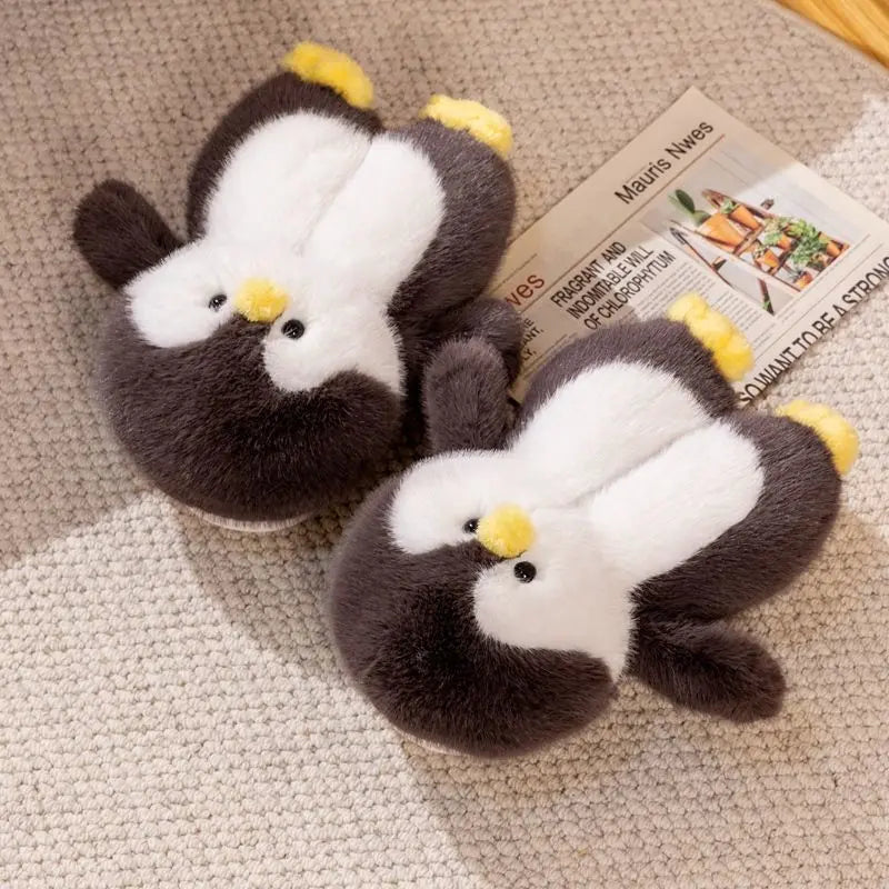 Happy Penguins Plush Comfy Cozy Slippers - Image 3