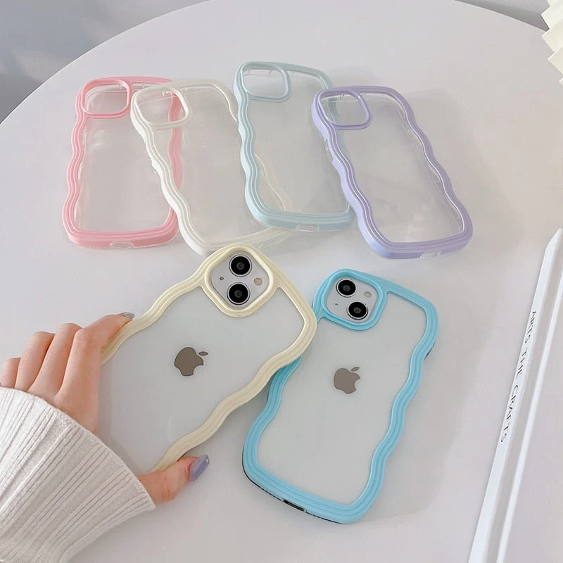 Wavy Art Clear Soft iPhone Case - Image 3