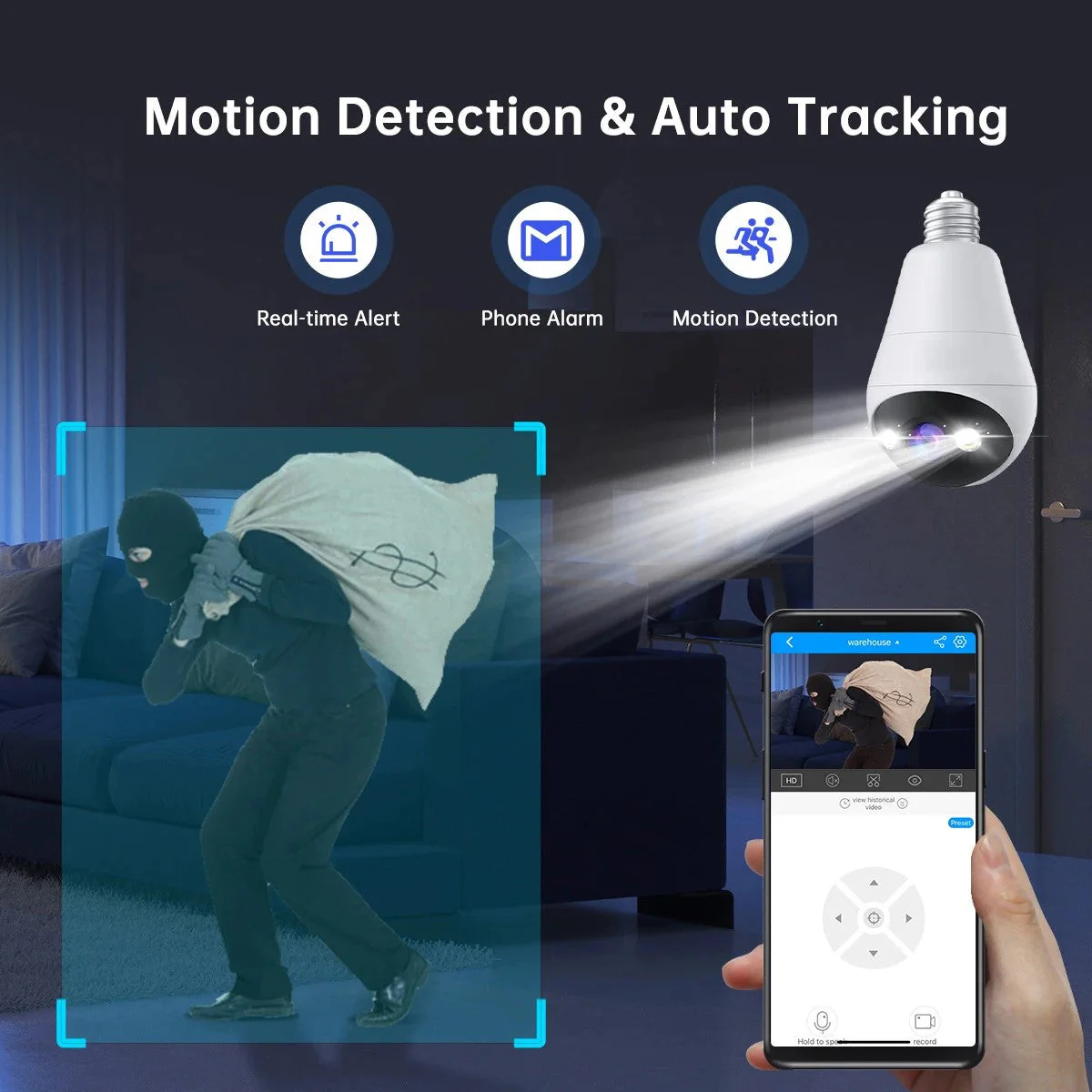 Fisheye Mini WiFi Bulb Security Camera - Image 2