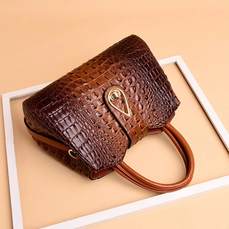 Elegant Crocodile Leather Fashion Handbag for Women - Image 1