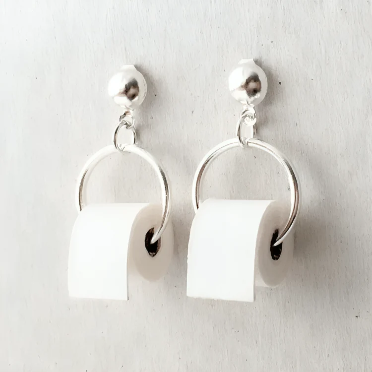 Mini Toilet Paper Roll Earrings - Image 2