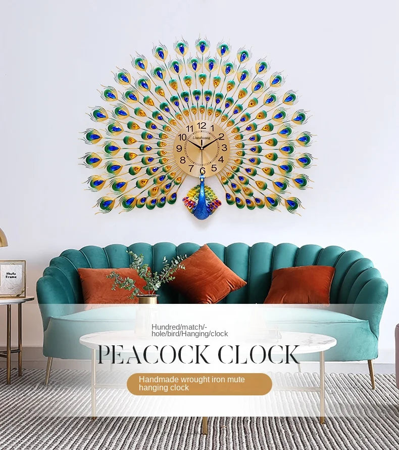 Majestic Peacock Creative Wall Clock - Image 3