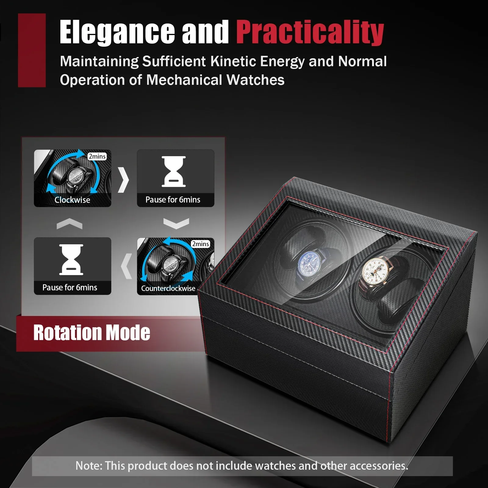 Carbon Fiber Dual Motor Automatic Watch Storage Case - Image 3