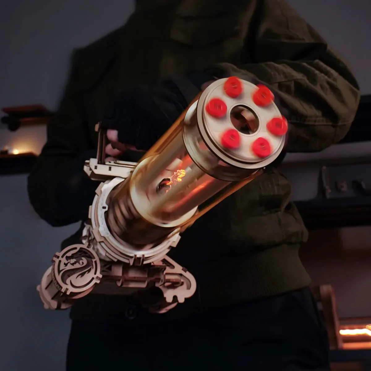 3D Puzzle Wood Rapid Fire Launcher Toy Gun - Image 2