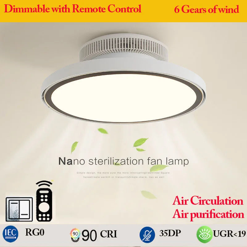 Modern Full Spectrum Invisible Blade LED Ceiling Fan Lamp - Image 2