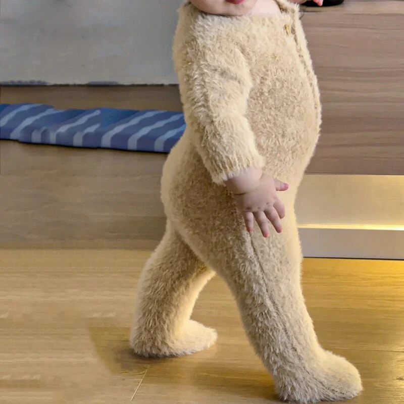 Cozy Bear Plush Newborn Jumpsuit - Image 2