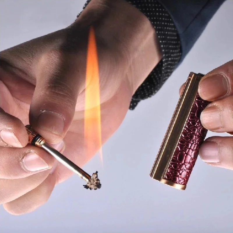 Leather Keychain Metal Match Inferno Lighter - Image 3