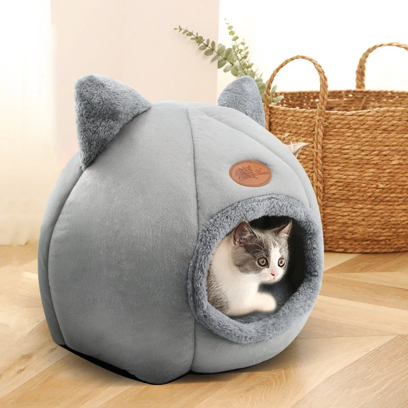 Fluffy Cave Cozy Indoor Cat Bed - Image 1