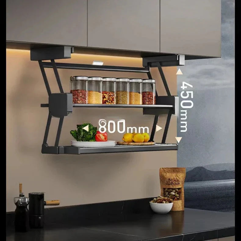 Retractable Hanging Kitchen Cabinet Storage Shelf Organizer System - Image 2