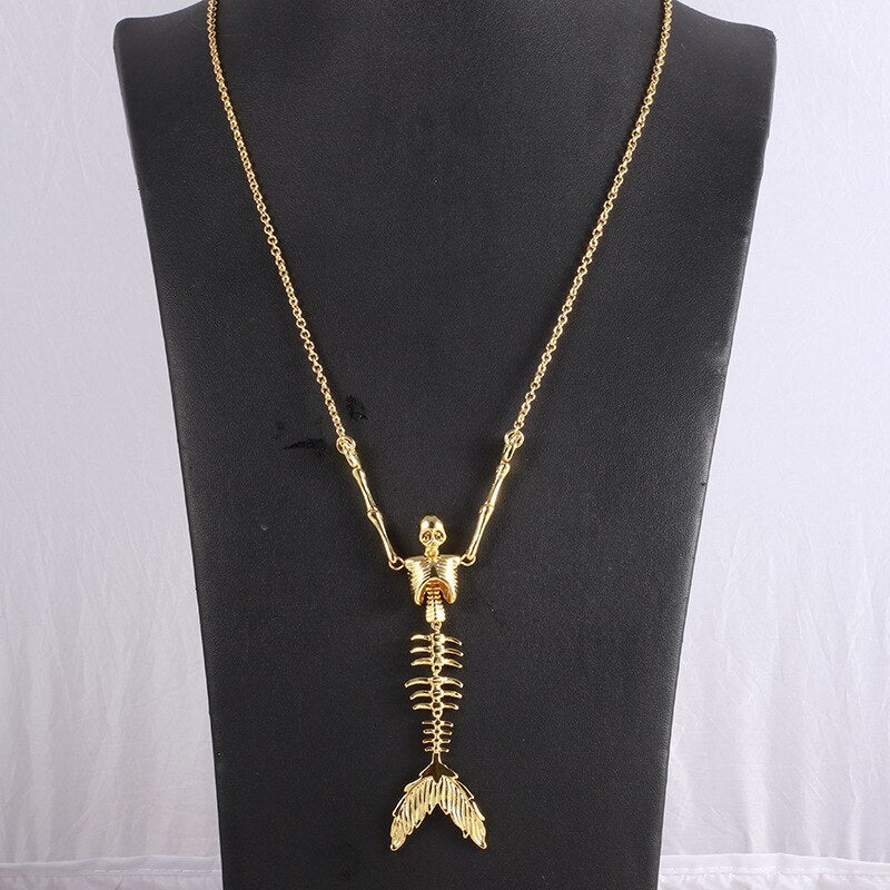 Gothic Mermaid Skull Necklace - Image 2