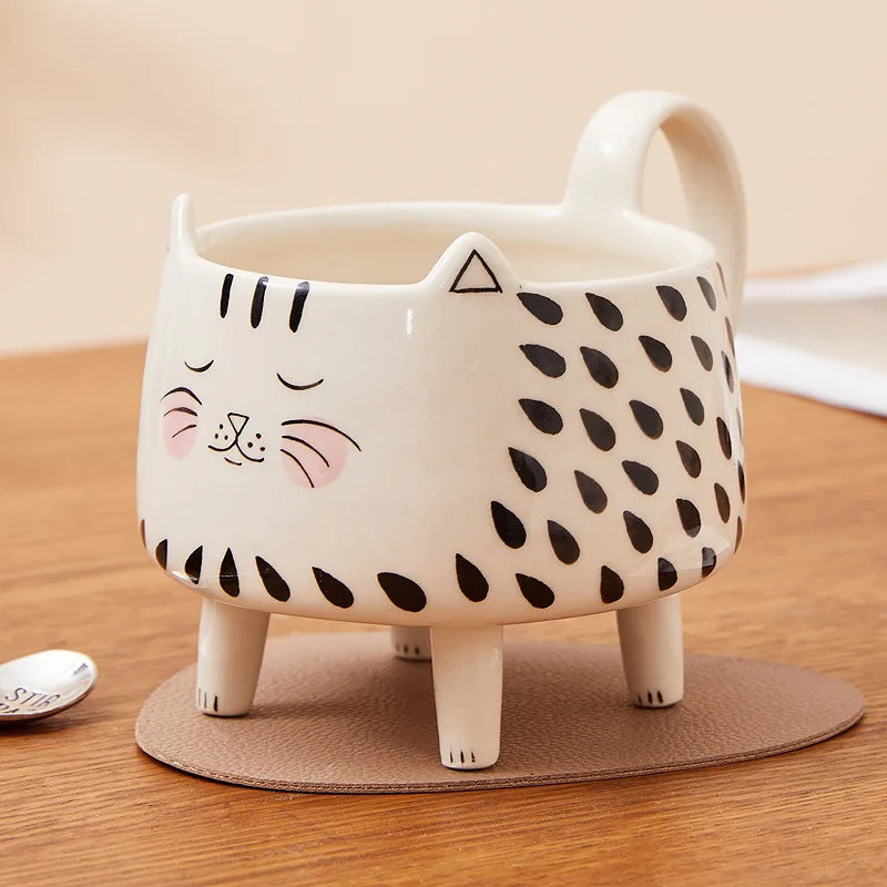 Happy Cat Long Legs Ceramic Mug - Image 1