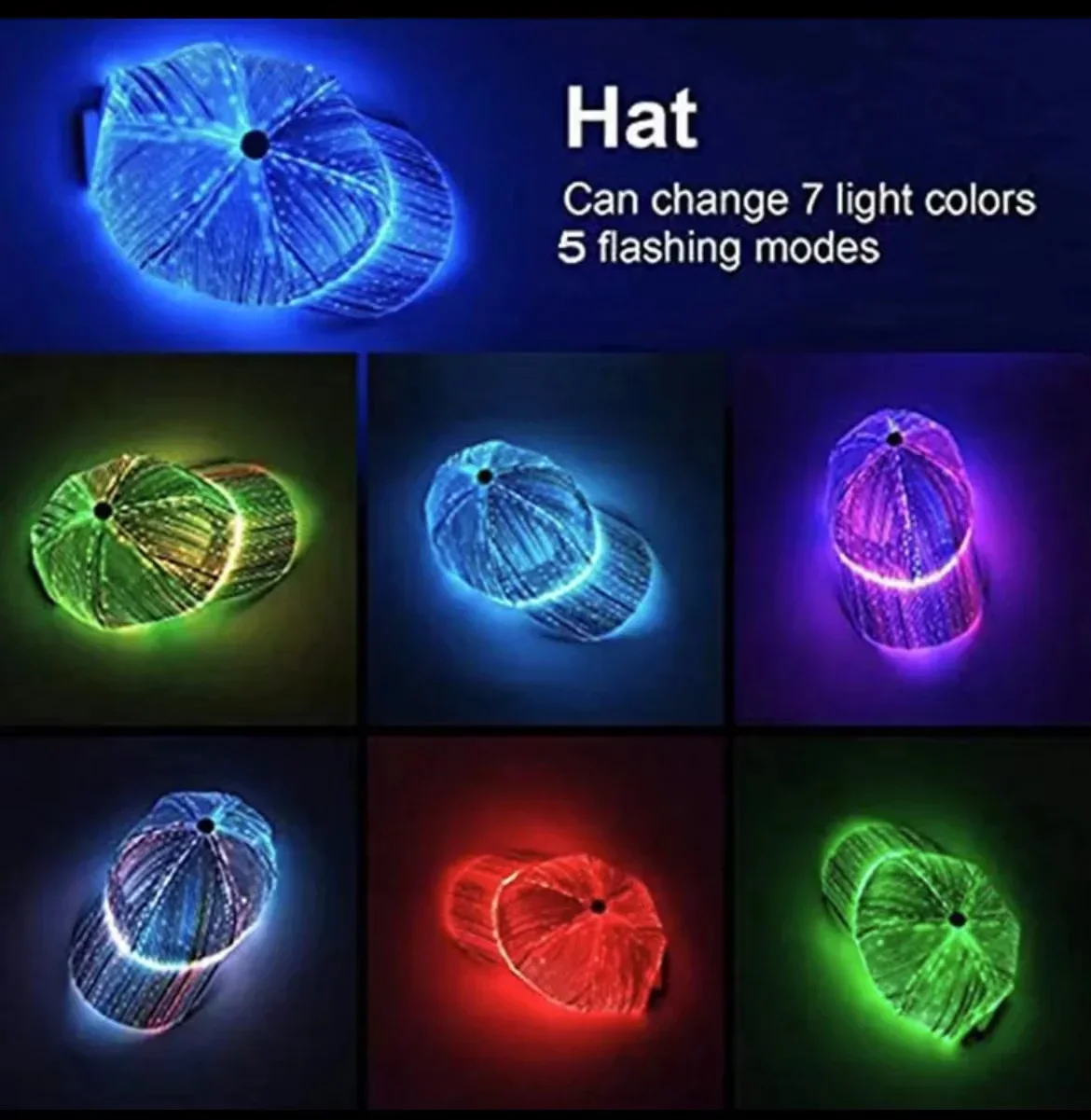 Luminight Rechargeable Fiber Optic Glow Baseball Cap - Image 2