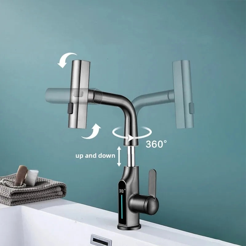 Liftable Digital Temperature Display Waterfall Basin Faucet - Image 2
