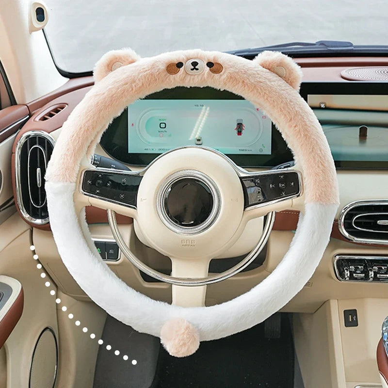Soft Winter Animal Plush Steering Wheel Cover - Image 2