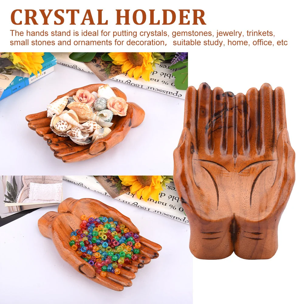 Giving Praying Wooden Carved Hands Candy Holder Home Decor - Image 2