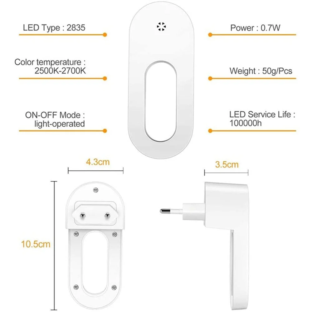 Twilight Sensor Energy Saving Socket Wall Night Light - Image 3