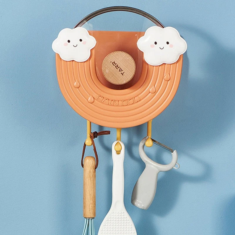 Rainbow Wall-Mounted Hook Kitchen Pot Lid Holder - Image 1