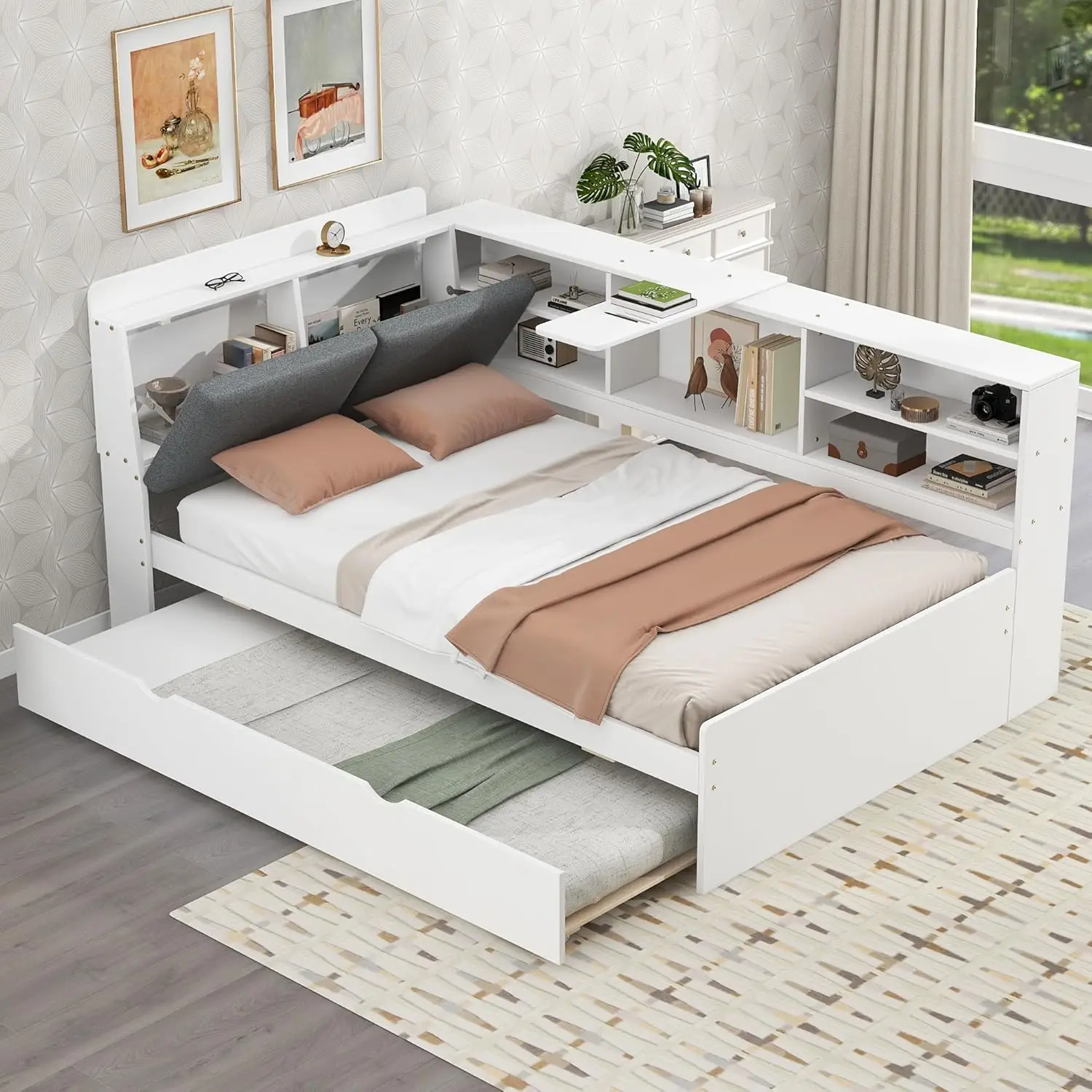 Modular Hidden Storage Drawers Modern Bed - Image 3