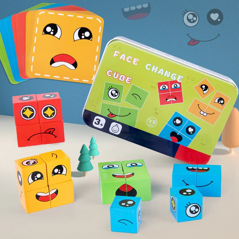 Expressive Face Montessori Cube Game - Image 1