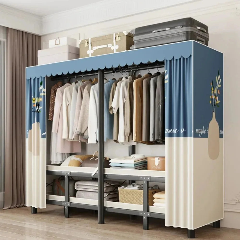 No-Assembly Protective Curtain Foldable Oxford Cloth Wardrobe - Image 2