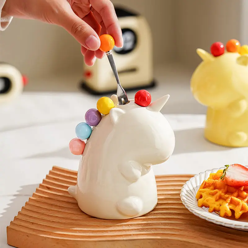 Ceramic Unicorn Stainless Steel Fruit Fork Set - Image 2