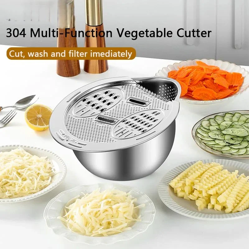 All-in-One Stainless Steel Kitchen Drain Slicer Bowl - Image 3