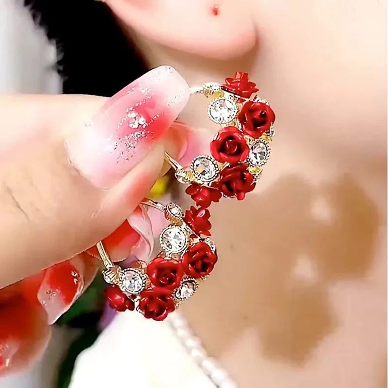Rose Romance Stylish Zircon Earrings - Image 2