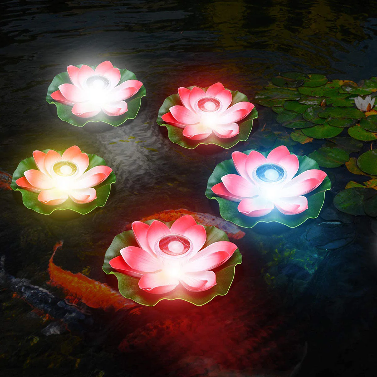 Solar Powered Floating Lotus Lamp - Image 1